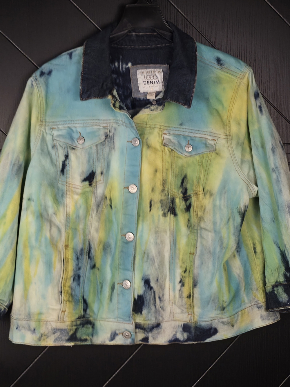 #50 LOGO Lori Goldstein Limited Edition Tie Dye Denim Jacket Size 14